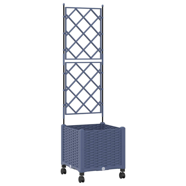 Haveplantekasse med espalier og hjul Grå 40 x 40 x 149 cm PP