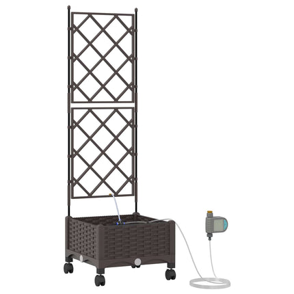 Havekrukke med vanding og hjul Brun 40 x 40 x 132 cm PP