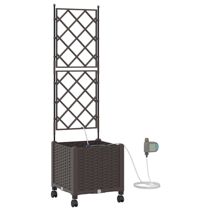 Havekrukke med vanding og hjul Brun 40 x 40 x 148 cm PP