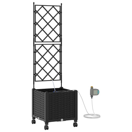 Havekrukke med vanding og hjul Sort 40 x 40 x 148 cm PP
