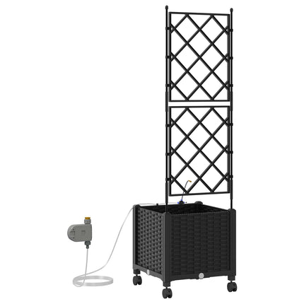 Havekrukke med vanding og hjul Sort 40 x 40 x 148 cm PP