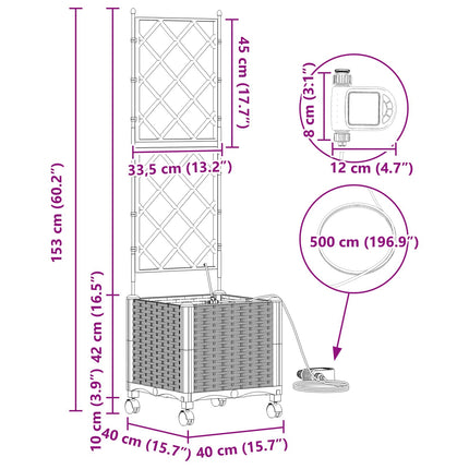 Havekrukke med vanding og hjul Hvid 40 x 40 x 148 cm PP