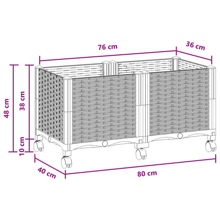 Havekrukke med hjul Brun 80 x 40 x 44 cm PP