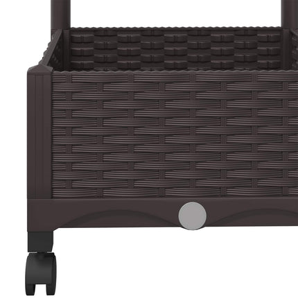 Haveplantekasse med espalier og hjul Brun 80 x 40 x 131,5 cm PP