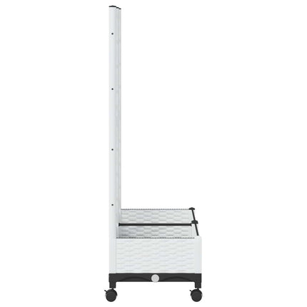 Haveplantekasse med espalier og hjul Hvid 80 x 40 x 131,5 cm PP