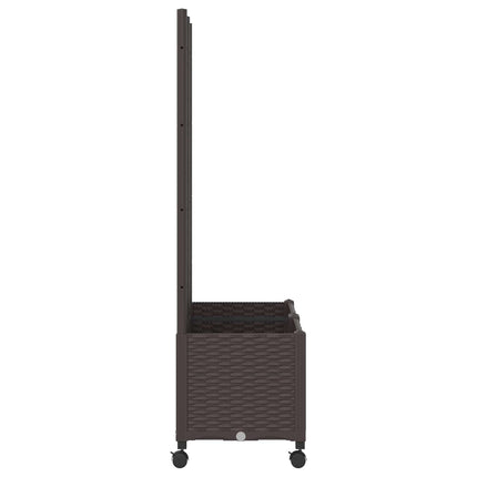 Haveplantekasse med espalier og hjul Brun 80 x 40 x 146 cm PP
