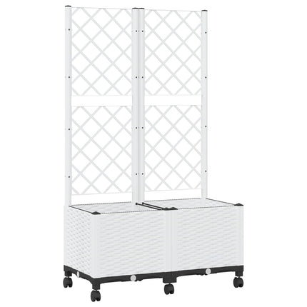 Haveplantekasse med espalier og hjul Hvid 80 x 40 x 146 cm PP
