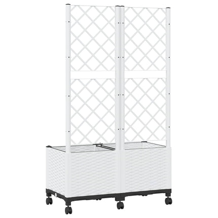 Haveplantekasse med espalier og hjul Hvid 80 x 40 x 146 cm PP
