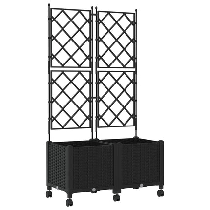 Haveplantekasse med espalier og hjul 2 stk. Sort PP