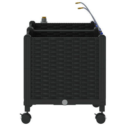 Havekrukke med vanding og hjul 2 stk. Sort 80 x 40 x 43,5 cm PP