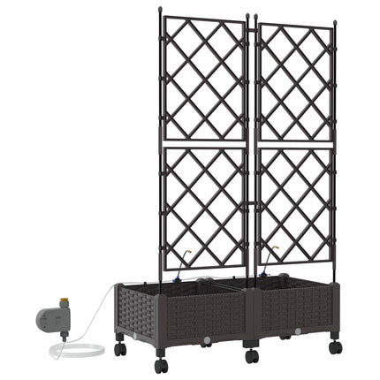 Havekrukke med vanding og hjul 2 stk. Brun 80 x 40 x 132 cm PP