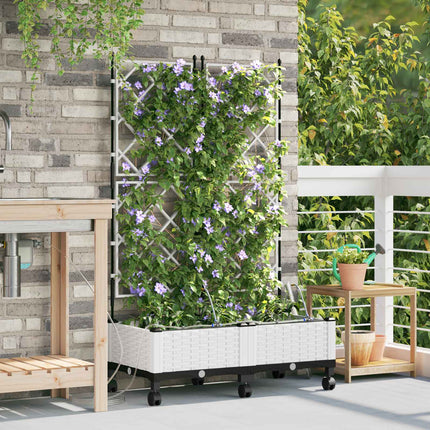 Havekrukke med vanding og hjul 2 stk. Hvid 80 x 40 x 132 cm PP