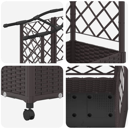Hævet Bed med Trellis og Tag Brun 124 x 40 x 129 cm PP