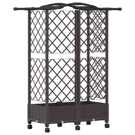 Hævet Bed med Trellis og Tag Brun 124 x 40 x 129 cm PP