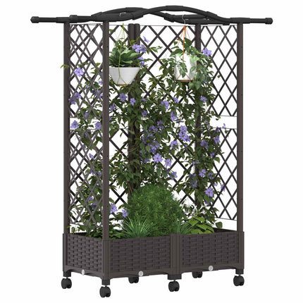 Hævet Bed med Trellis og Tag Brun 124 x 40 x 129 cm PP