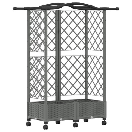 Hævet Bed med Trellis og Tag Lysegrå 124 x 40 x 129 cm PP