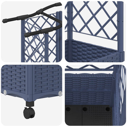 Hævet Bed med Trellis og Tag Grå 122 x 40 x 144 cm PP