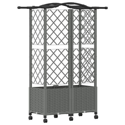 Hævet Bed med Trellis og Tag Lysegrå 122 x 40 x 144 cm PP