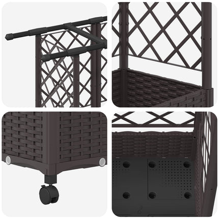 Hævet Bed med Trellis og Tag Brun 124 x 40 x 127 cm PP