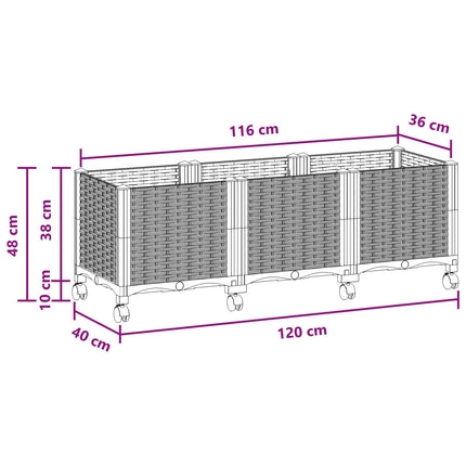 Havekrukke med hjul Brun 120 x 40 x 44 cm PP