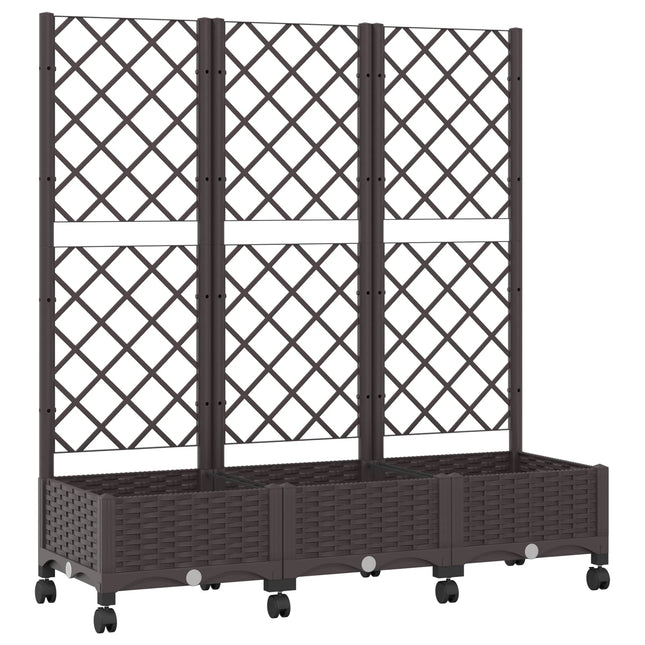 Haveplantekasse med espalier og hjul Brun 120 x 40 x 131,5 cm