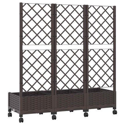 Haveplantekasse med espalier og hjul Brun 120 x 40 x 131,5 cm