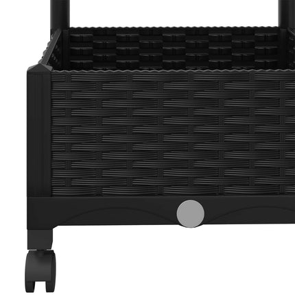 Haveplantekasse med espalier og hjul Sort 120 x 40 x 131,5 cm
