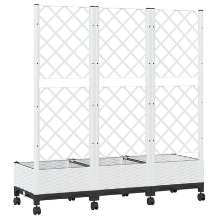 Haveplantekasse med espalier og hjul Hvid 120 x 40 x 131,5 cm
