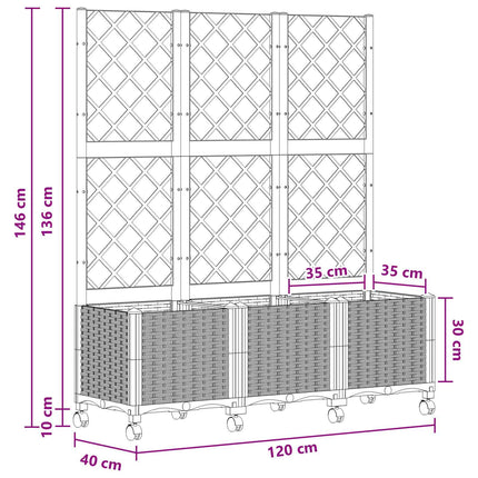 Haveplantekasse med espalier og hjul Blå Grå 120 x 40 x 146 cm