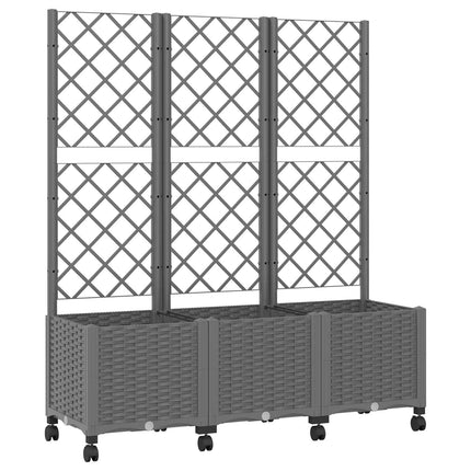 Haveplantekasse med espalier og hjul Lysegrå 120 x 40 x 146 cm