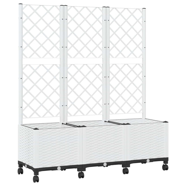 Haveplantekasse med espalier og hjul Hvid 120 x 40 x 146 cm PP