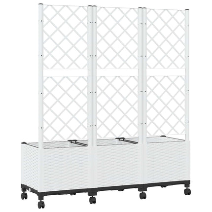 Haveplantekasse med espalier og hjul Hvid 120 x 40 x 146 cm PP