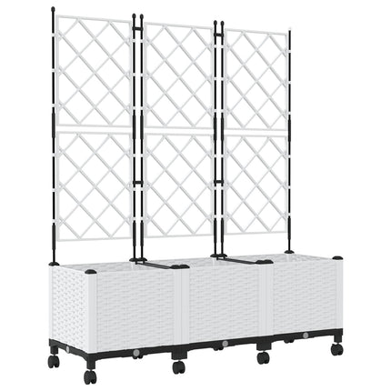 Haveplantekasse med espalier og hjul 3 stk. Hvid PP