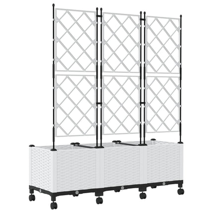 Haveplantekasse med espalier og hjul 3 stk. Hvid PP
