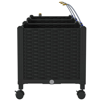 Havekrukke med vanding og hjul 3 stk. Sort 120 x 40 x 43,5 cm