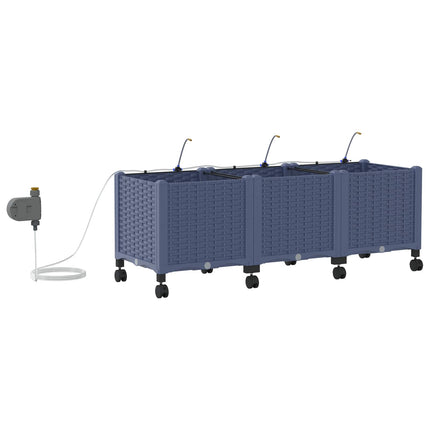 Havekrukke med vanding og hjul 3 stk. Grå 120 x 40 x 43,5 cm PP