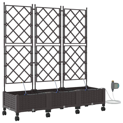 Havekrukke med vanding og hjul 3 stk. Brun 120 x 40 x 132 cm PP