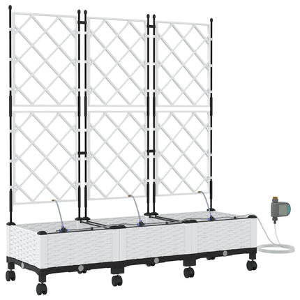 Havekrukke med vanding og hjul 3 stk. Hvid 120 x 40 x 132 cm PP