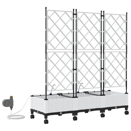 Havekrukke med vanding og hjul 3 stk. Hvid 120 x 40 x 132 cm PP