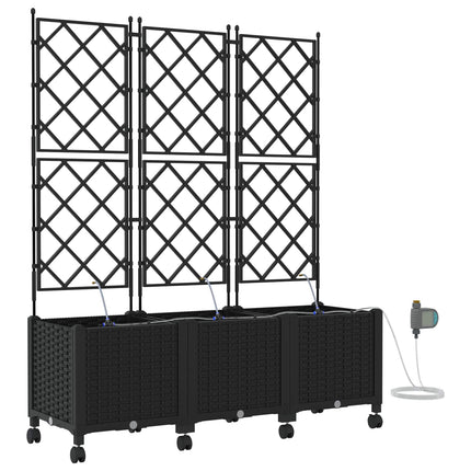 Havekrukke med vanding og hjul 3 stk. Sort 120 x 40 x 148 cm PP