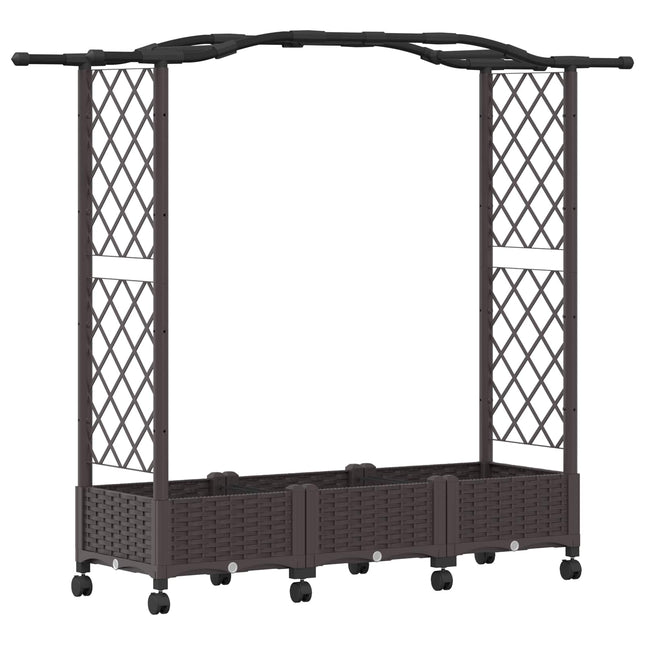 Hævet bed med espalier og hjul Brun 169 x 40 x 129 cm PP