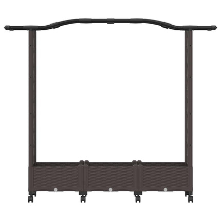 Hævet bed med espalier og hjul Brun 169 x 40 x 129 cm PP