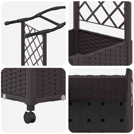 Hævet Bed med Trellis og Tag Brun 164 x 40 x 144 cm PP