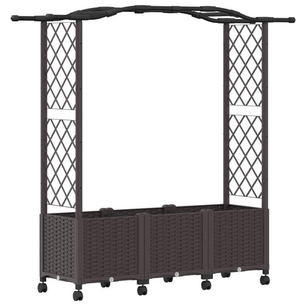 Hævet Bed med Trellis og Tag Brun 164 x 40 x 144 cm PP