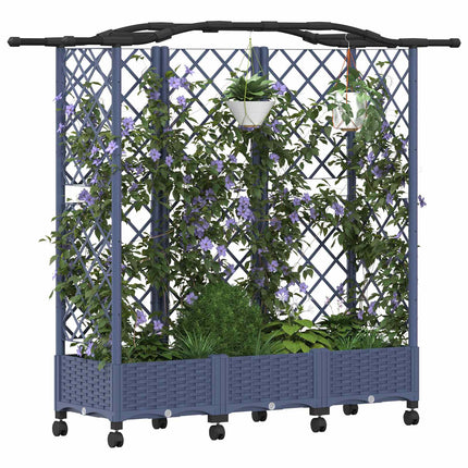 Hævet Bed med Trellis og Tag Grå 163 x 40 x 129 cm PP