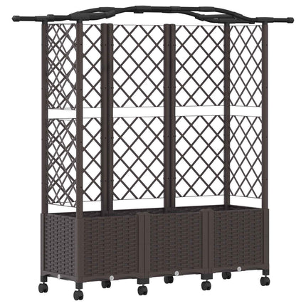 Hævet Bed med Trellis og Tag Brun 163 x 40 x 144 cm PP