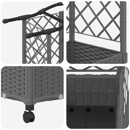 Hævet Bed med Trellis og Tag Lysegrå 163 x 40 x 144 cm PP