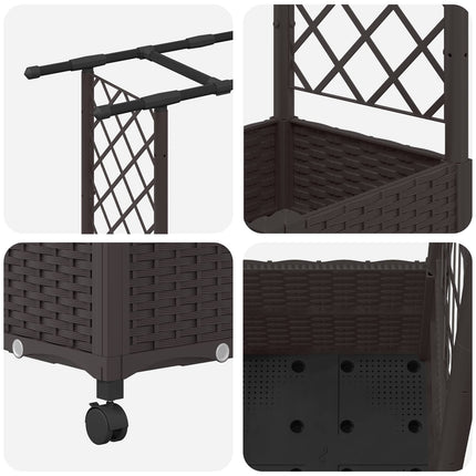 Hævet Bed med Trellis og Tag Brun 162,5 x 40 x 142 cm PP
