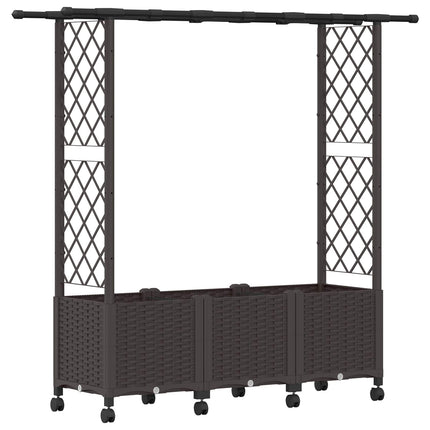 Hævet Bed med Trellis og Tag Brun 162,5 x 40 x 142 cm PP