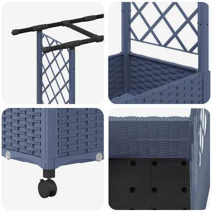 Hævet Bed med Trellis og Tag Grå 162,5 x 40 x 142 cm PP
